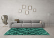 Machine Washable Abstract Turquoise Modern Area Rugs in a Living Room,, wshabs2910turq