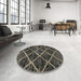 Round Abstract Brown Modern Rug in a Office, abs2910