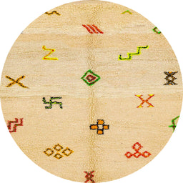 Round Machine Washable Abstract Orange Rug, wshabs2911