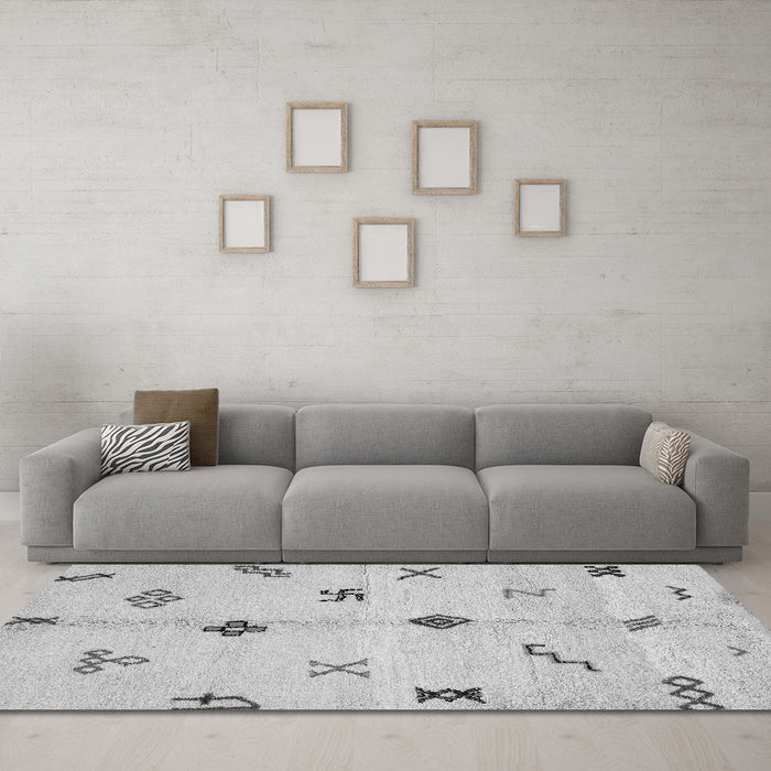 Machine Washable Solid Gray Modern Rug in a Living Room,, wshabs2911gry