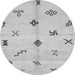 Round Machine Washable Solid Gray Modern Rug, wshabs2911gry