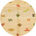 Round Abstract Orange Solid Rug, abs2911