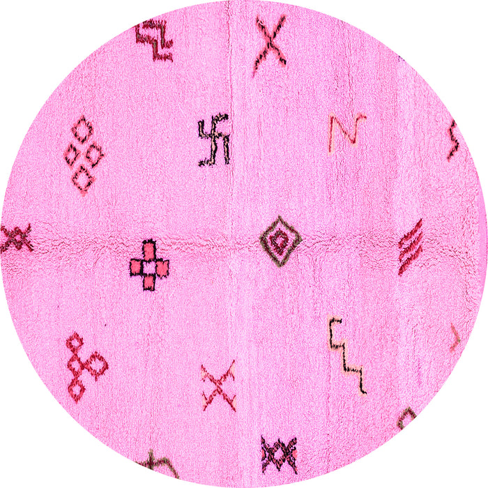 Round Solid Pink Modern Rug, abs2911pnk