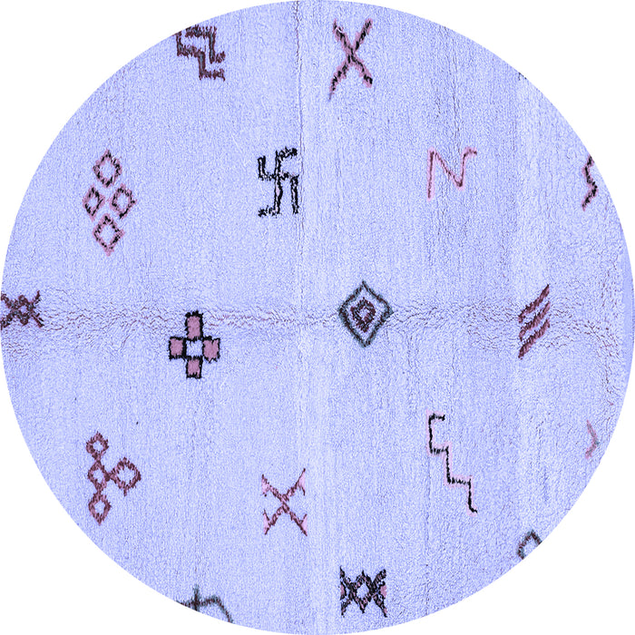 Round Machine Washable Solid Blue Modern Rug, wshabs2911blu