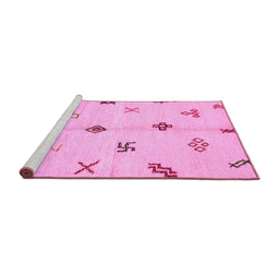 Sideview of Machine Washable Solid Pink Modern Rug, wshabs2911pnk