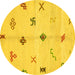 Round Solid Yellow Modern Rug, abs2911yw