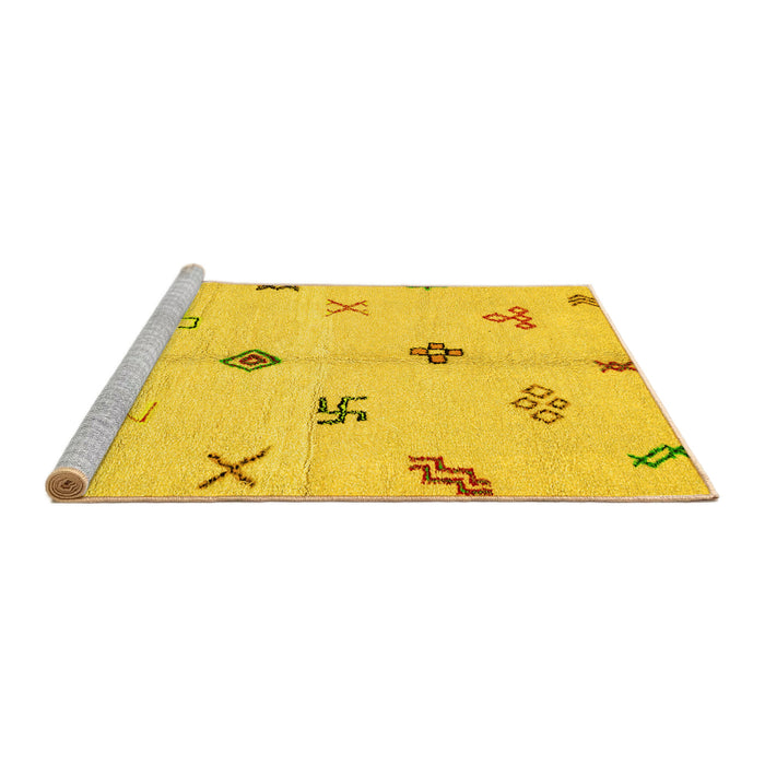 Sideview of Machine Washable Solid Yellow Modern Rug, wshabs2911yw