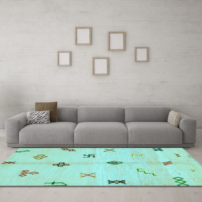 Machine Washable Solid Light Blue Modern Rug in a Living Room, wshabs2911lblu