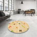 Round Abstract Orange Solid Rug in a Office, abs2911