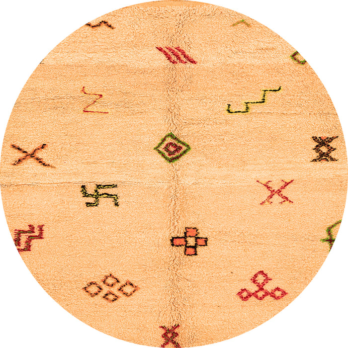 Round Machine Washable Solid Orange Modern Area Rugs, wshabs2911org