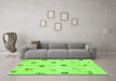 Machine Washable Solid Green Modern Area Rugs in a Living Room,, wshabs2911grn