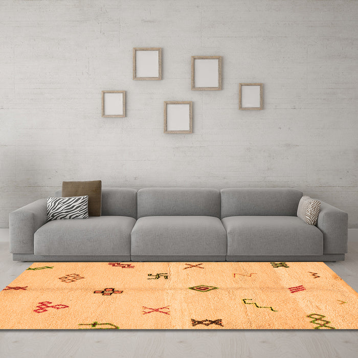 Machine Washable Solid Orange Modern Area Rugs in a Living Room, wshabs2911org