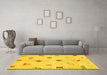 Machine Washable Solid Yellow Modern Rug in a Living Room, wshabs2911yw