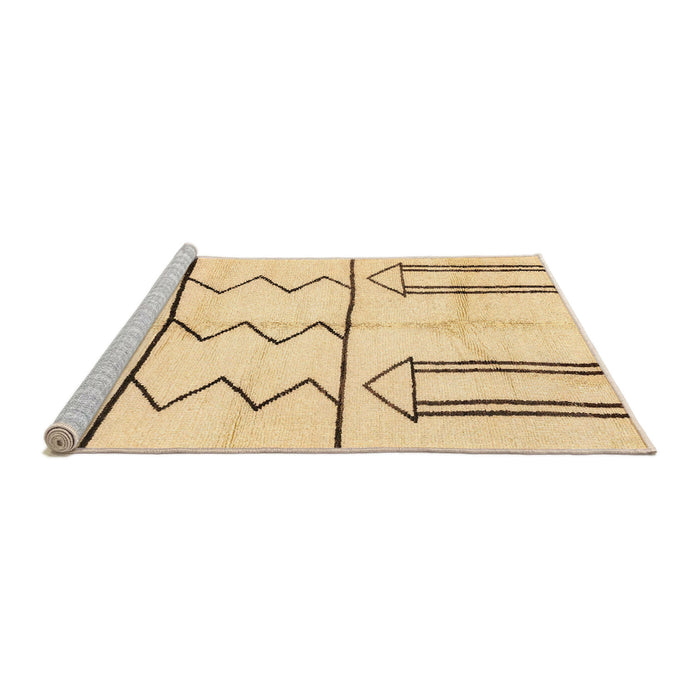 Sideview of Machine Washable Abstract Mustard Yellow Rug, wshabs2912