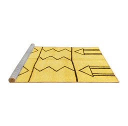 Sideview of Machine Washable Solid Yellow Modern Rug, wshabs2912yw