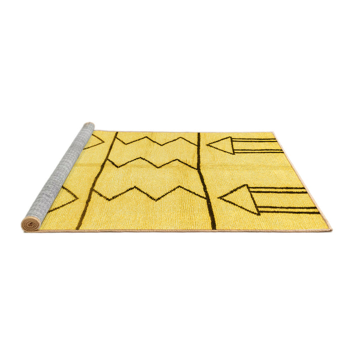 Sideview of Machine Washable Solid Yellow Modern Rug, wshabs2912yw