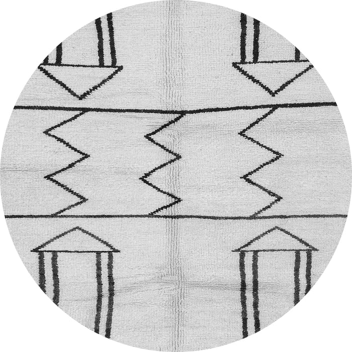 Round Machine Washable Solid Gray Modern Rug, wshabs2912gry