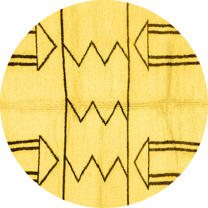 Round Solid Yellow Modern Rug, abs2912yw