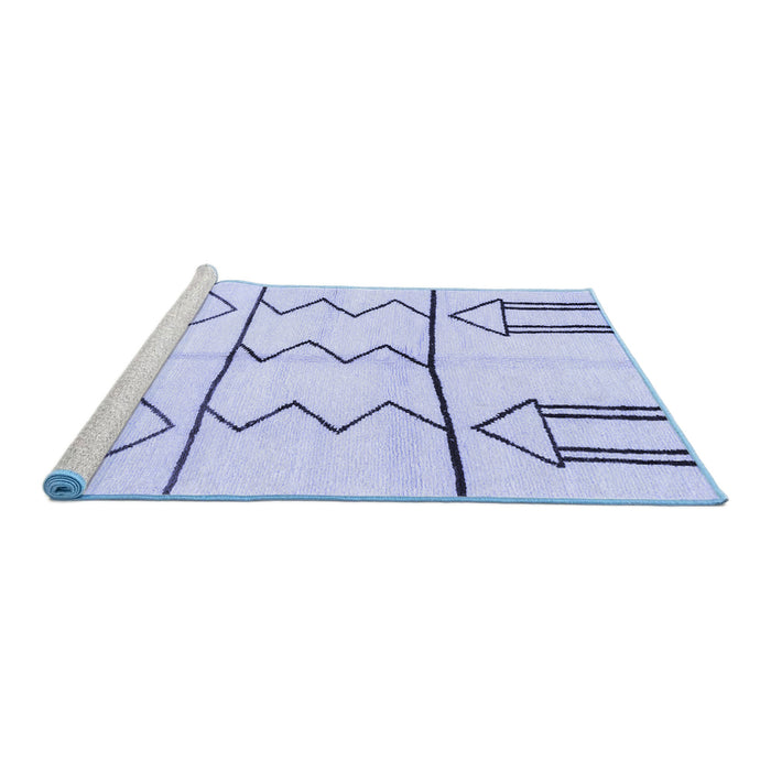 Sideview of Machine Washable Solid Blue Modern Rug, wshabs2912blu
