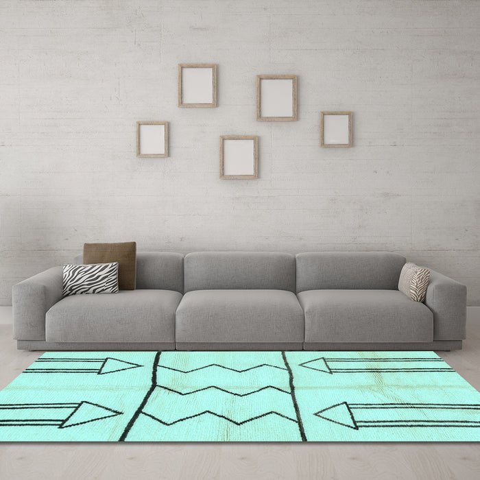 Machine Washable Solid Light Blue Modern Rug in a Living Room, wshabs2912lblu
