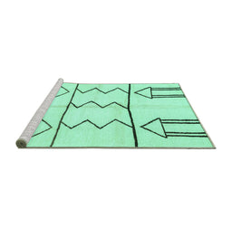 Sideview of Machine Washable Solid Turquoise Modern Area Rugs, wshabs2912turq