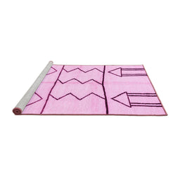 Sideview of Machine Washable Solid Pink Modern Rug, wshabs2912pnk
