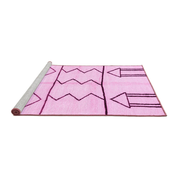 Sideview of Machine Washable Solid Pink Modern Rug, wshabs2912pnk