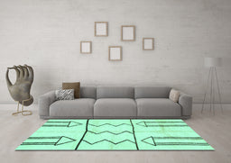 Machine Washable Solid Turquoise Modern Area Rugs in a Living Room,, wshabs2912turq