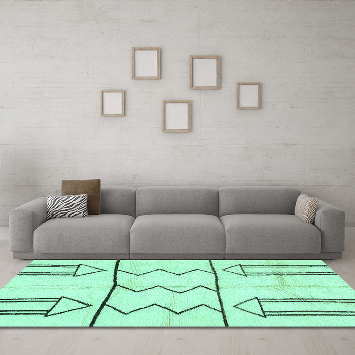 Machine Washable Solid Turquoise Modern Area Rugs in a Living Room,, wshabs2912turq