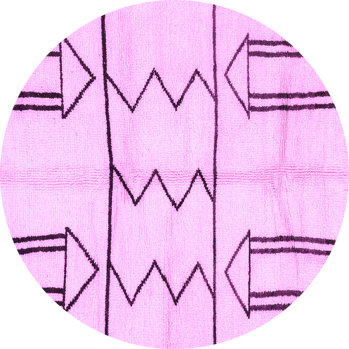Round Machine Washable Solid Purple Modern Area Rugs, wshabs2912pur