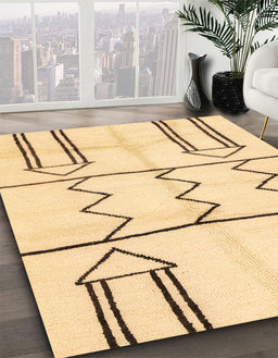Machine Washable Abstract Mustard Yellow Rug in a Family Room, wshabs2912