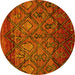 Round Abstract Yellow Modern Rug, abs2913yw