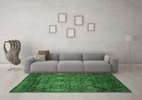 Machine Washable Abstract Emerald Green Modern Rug, wshabs2913emgrn