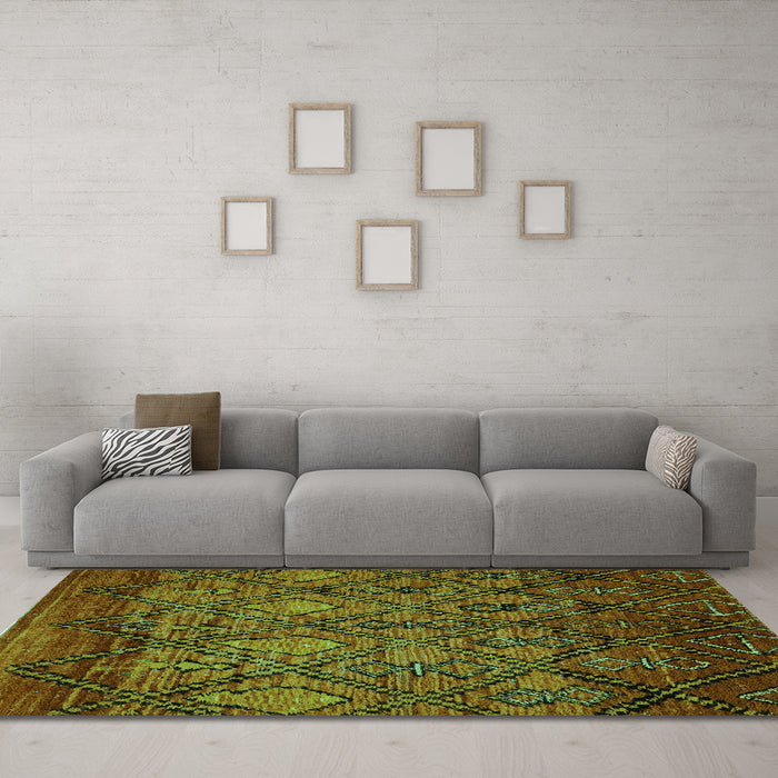 Machine Washable Abstract Turquoise Modern Area Rugs in a Living Room,, wshabs2913turq