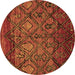 Round Machine Washable Abstract Brown Modern Rug, wshabs2913brn