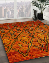 Abstract Orange Red Modern Rug, abs2913