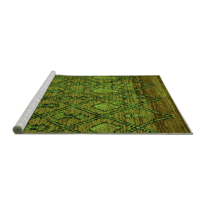 Sideview of Machine Washable Abstract Green Modern Area Rugs, wshabs2913grn