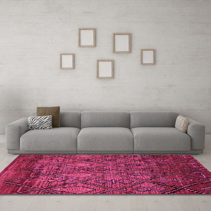 Machine Washable Abstract Purple Modern Area Rugs in a Living Room, wshabs2913pur