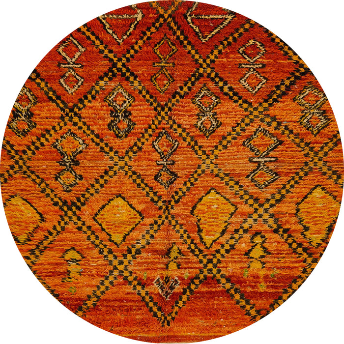 Round Abstract Orange Red Modern Rug, abs2913