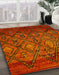 Abstract Orange Red Modern Rug in Family Room, abs2913