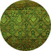 Round Abstract Green Modern Rug, abs2913grn