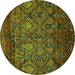 Round Abstract Turquoise Modern Rug, abs2913turq