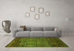 Machine Washable Abstract Green Modern Area Rugs in a Living Room,, wshabs2913grn