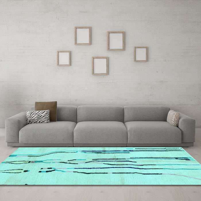 Machine Washable Solid Light Blue Modern Rug in a Living Room, wshabs2914lblu