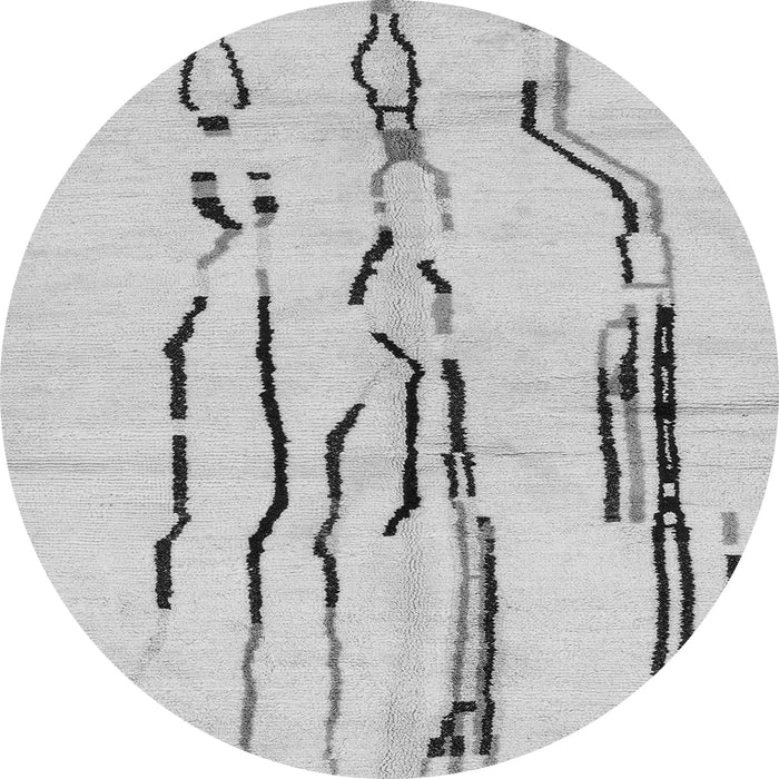 Round Machine Washable Solid Gray Modern Rug, wshabs2914gry