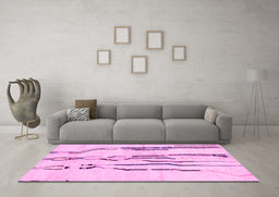 Machine Washable Solid Pink Modern Rug in a Living Room, wshabs2914pnk