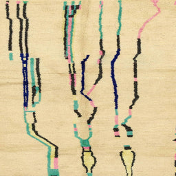 Square Machine Washable Abstract Brown Gold Rug, wshabs2914