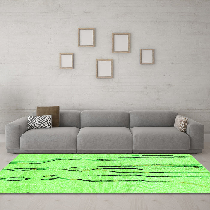 Machine Washable Solid Green Modern Area Rugs in a Living Room,, wshabs2914grn