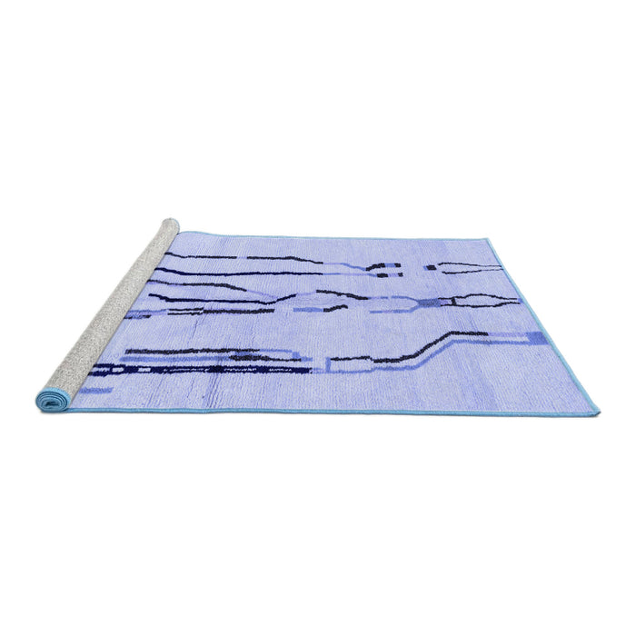 Sideview of Machine Washable Solid Blue Modern Rug, wshabs2914blu