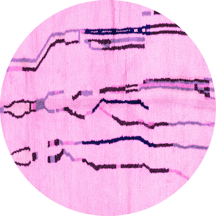 Round Solid Pink Modern Rug, abs2914pnk